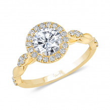 Uneek Us Collection Round Diamond Halo Engagement Ring, with Navette-Shaped Cluster Accents - SWUS334RDY-6.5RD