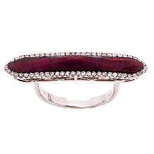 Meira T 14k White Gold Ruby and Diamond Bar Ring