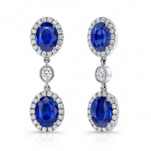 Uneek Oval Blue Sapphire Earrings with Oval Diamond Accents - LVE687OV