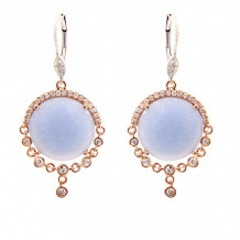 Meira T Rose Gold Blue Chalcedony Diamond Bezel Earrings