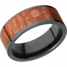 Lashbrook Black Zirconium Hardwood 8mm Men's Wedding Band - ZHW8F16_LEOPARD+POLISH