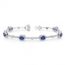 Uneek Oval Sapphire Bracelet with Round Bezel Diamond Stations - LBR190OV