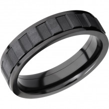 Lashbrook Black Zirconium 6mm Men's Wedding Band - ZPF6F_GEARSPINNERALLBLK+BEAD_POLISH