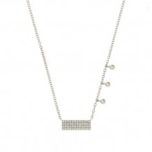 Meira T 14k White Gold Pave Diamond Bar Necklace
