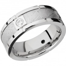 Lashbrook Cobalt Chrome Meteorite Diamond 8mm Men's Wedding Band - CC8B4SEG_METEORITEDIA4X.07B+POLISH