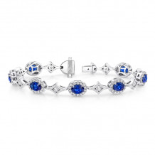 Uneek Oval Sapphire Bracelet with Channel-Set Diamonds in Elegant Rhomboid Links - LBR193OV