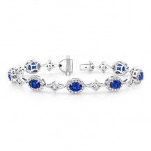 Uneek Oval Sapphire Bracelet with Channel-Set Diamonds in Elegant Rhomboid Links - LBR193OV