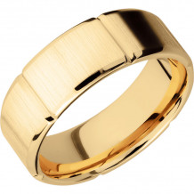 Lashbrook 14k Yellow Gold 8mm Men's Wedding Band - 14KY8B6SEG+CROSS+SATIN_POLISH