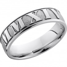 Lashbrook Cobalt Chrome 6mm Men's Wedding Band - CC6D_LCVROMANNUMERAL2+SAND_POLISH