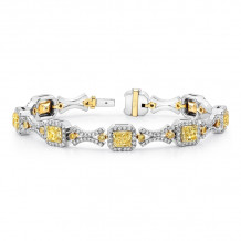 Uneek Contemporary Fancy Yellow Diamond Two-Tone Bracelet with Geometric Motif - LBR170