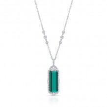 Uneek Emerald Cut Green Tourmaline Diamond Pendant - LVN938GT