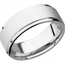 Lashbrook 14k White Gold 8mm Men's Wedding Band - 14KW8FGE+CROSS+SATIN_POLISH