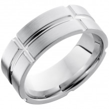 Lashbrook Cobalt Chrome 8mm Men's Wedding Band - CC8F11V5SEG+POLISH_SATIN