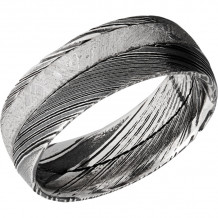 Lashbrook Black & White Damascus Steel Meteorite 8mm Men's Wedding Band - D8D13OCWOODGRAIN_METEORTIE+ACID