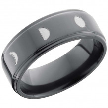 Lashbrook Black Zirconium 8mm Men's Wedding Band - Z8FGE_MOONPHASE+POLISH
