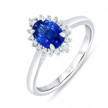 Uneek Blue Sapphire Halo Diamond Engagement Ring - R2003BSU-100