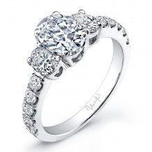 Uneek Three Stone Oval-Shape Diamond Engagement Ring - LVS773