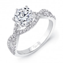 Uneek Round Diamond Engagement Ring with Undulating Crisscross Upper Shank - SWS174