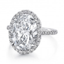 Uneek 6-Carat Oval Diamond Halo Ring with Fleur-de-Lis Diamond Gallery - LVS704