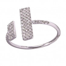 Meira T 14k White Gold Pave Diamond Open Rectangle Ring
