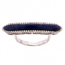 Meira T 14k White Gold Blue Sapphire White Gold Bar Ring