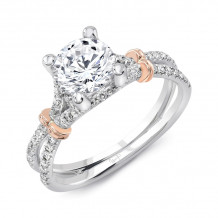 Uneek Round Diamond Engagement Ring with Pave Silhouette Double Shank and Shoulder Accents - LVS965BWR-6.5RD