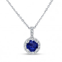 Uneek Silhouette Round Blue Sapphire Pendant - LVN924BS-5.0RD