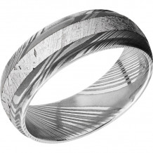 Lashbrook Black & White Damascus Steel Meteorite 7mm Men's Wedding Band - D7DGE13_METEORITE+ACID