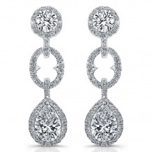 Uneek Round and Pear-Shaped Diamond Dangle Earrings with Halos - LVE260