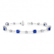 Uneek Cushion-Cut Sapphire Bracelet with Round Diamond Accents - LBR191CU