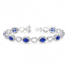 Uneek Oval Sapphire Bracelet with Diamond Halos - LBR189OV