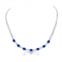 Uneek Blue Sapphire Diamond Necklace - LVN698OVBS