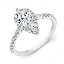 Uneek Petals Design Pear Shaped Diamond Engagement Ring with Pave Diamond Shank - SWS232DS-8X5PE