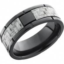 Lashbrook Black Zirconium 8mm Men's Wedding Band - ZC8F4SEG_SILVERCF+POLISH