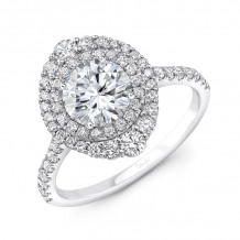 Uneek Petals Design Round Diamond Engagement Ring with Double Halo and Pave Diamond Shank - SWS232DHDS-6.5RD