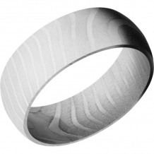 Lashbrook White Damascus Steel 8mm Men's Wedding Band - D8DTIGER+BEAD