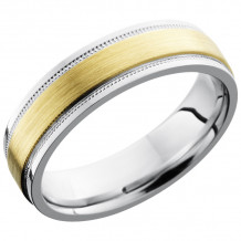 Lashbrook White & Yellow Cobalt Chrome 6mm Men's Wedding Band - CC6FGEW2UMIL13C_14KY+SATIN_POLISH