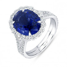 Uneek Signature Halo Blue Sapphire Diamond Engagement Ring - R086OVBS