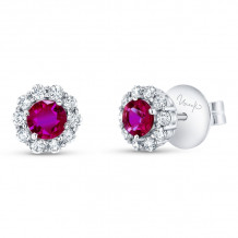 Uneek Round Ruby Diamond Earrings - LVE2077RRI