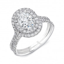 Uneek Oval Diamond Engagement Ring with Staggered Double Halo and Pave Double Shank - LVS995OV-7.5X5.5OV