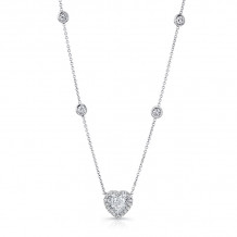 Uneek Heart-Shaped Diamond Pendant Necklace with Halo - NEK150