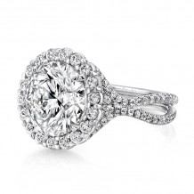 Uneek 5-Carat Round Diamond Halo Engagement Ring with Pave Double Shank - LVS958