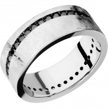 Lashbrook Cobalt Chrome 8mm Men's Wedding Band - CC8FANGLEDETERNITYBLKDIA.02CH+DISTRESSED