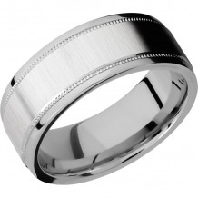 Lashbrook Cobalt Chrome 8mm Men's Wedding Band - CC8FGEW2UMIL+CROSS+SATIN_POLISH