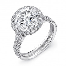 Uneek 3-Carat Round Diamond Engagement Ring with Pave Double Shank - LVS941