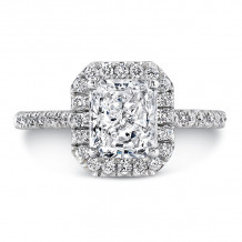 Uneek Classic Radiant-Cut Diamond Halo Pave Engagement Ring - LVS787RAD