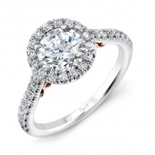 Uneek Fiorire Round Diamond Halo Engagement Ring with Pave Shank - A101RDWR-6.5RD