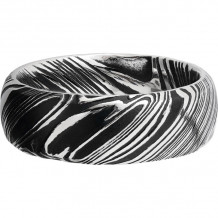 Lashbrook Black & White Damascus Steel 8mm Men's Wedding Band - D8DWOODGRAIN+POLISH_BLACKALL