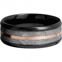 Lashbrook Black & Rose Zirconium Meteorite 8mm Men's Wedding Band - Z8B15(NS)_METEORITE11_14KR+SATIN_POLISH