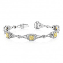 Uneek Contemporary Princess-Cut Yellow Diamond Bracelet with Geometric-Motif Links - LBR173